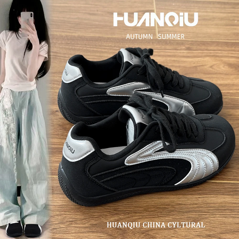 环球轻奢赛车女鞋2025秋季新款隐形内增高德训板鞋女百搭跑步鞋子