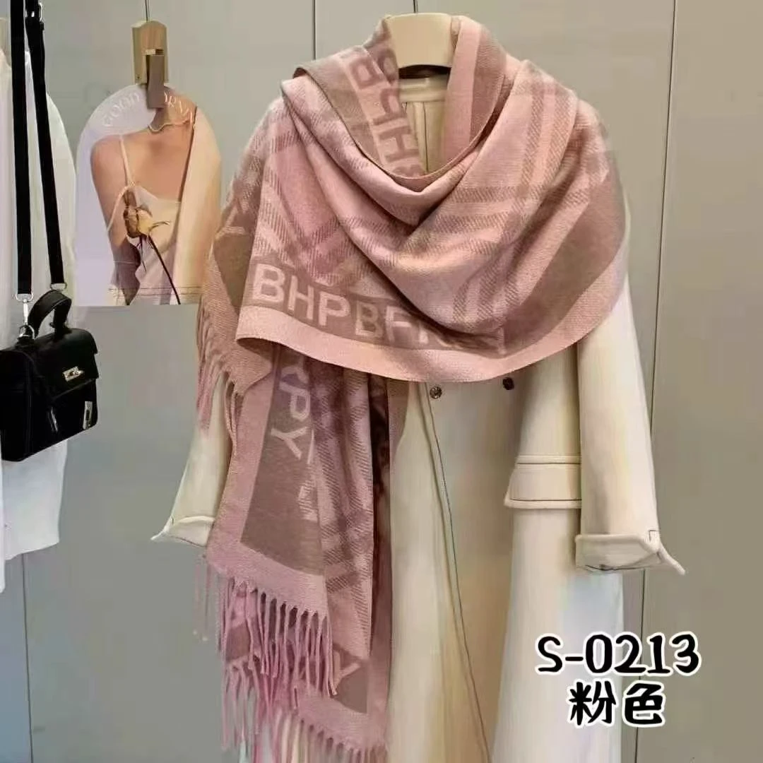 格子围巾长款女士女加厚极简风复古港风双面拼色保暖