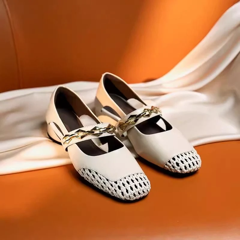 【黑天鹅手工定制】高定编织复古法式小单鞋