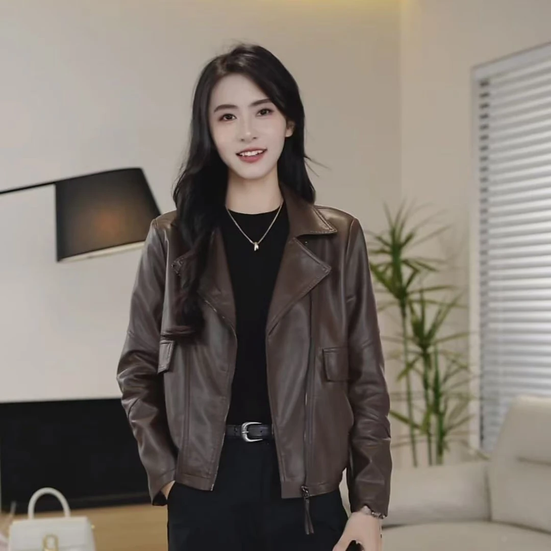 【免费试穿】2025秋季新款短款女士皮衣/修身显瘦/休闲时尚百搭8833