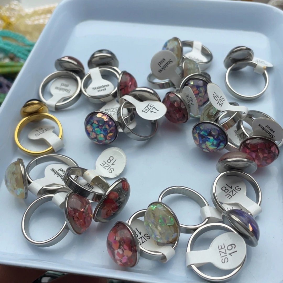 玛瑙/玉髓合金珠宝半成品两个装琉璃戒指随机发