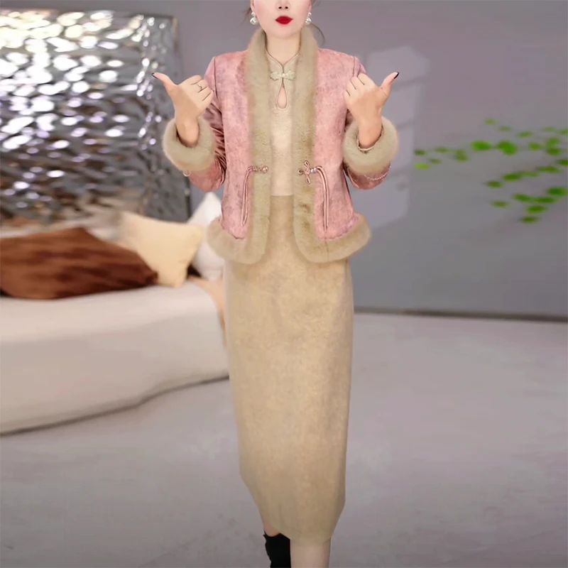 冬季《外套＋连衣裙》两件套加厚百搭显白修身显瘦保暖气质贵气优雅-