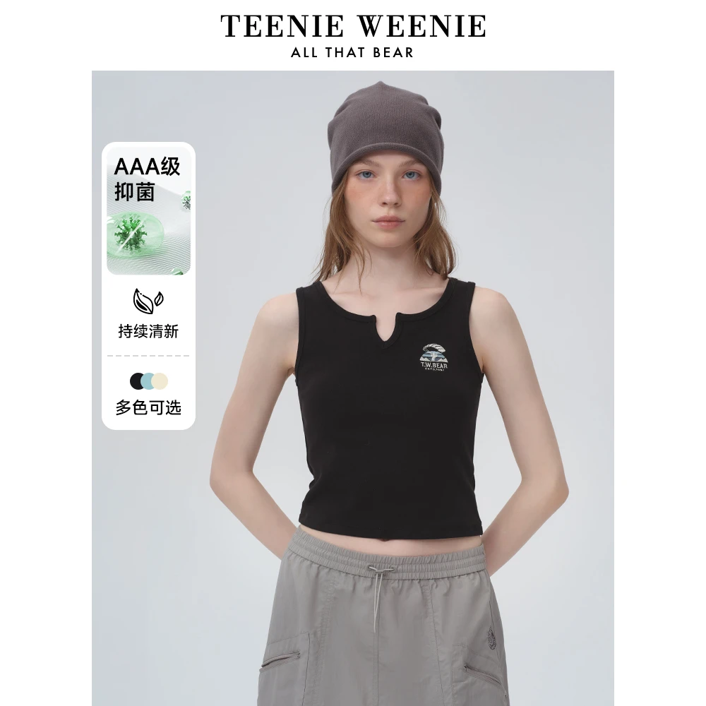 TeenieWeenie小熊T恤2025夏季新款甜酷时尚无袖上衣女TTRA256429N