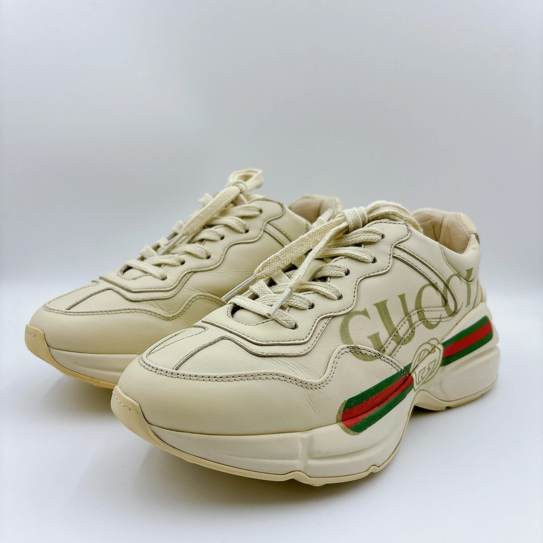 90新 GUCCI/古驰 35码/腰带款米色老爹鞋/BM00410