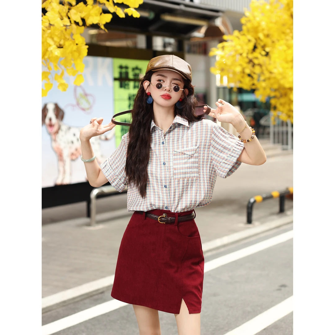 陈大器【红白机】复古港风开衫上衣夏季女款休闲短袖衬衫JE0524379