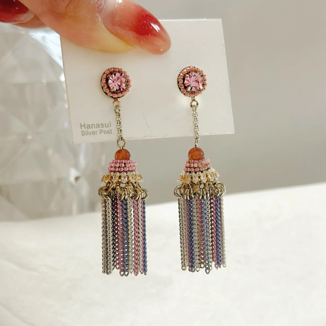 铜合金耳饰 A024 早春新款流苏温柔女人简约气质轻奢高级感耳钉