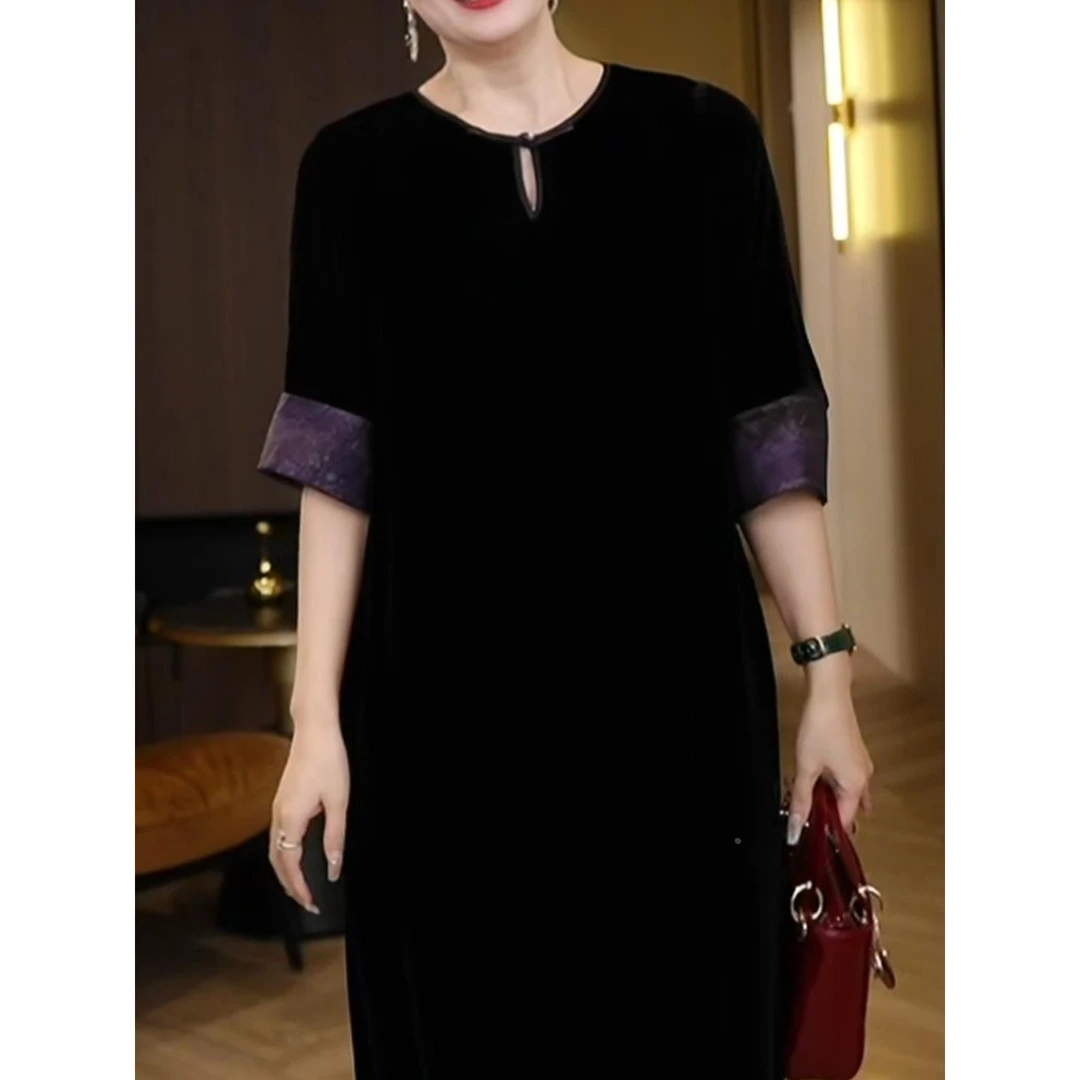 2025夏季加码女士胖mm黑色彩色连衣裙时尚气质宽松修身裙Dm