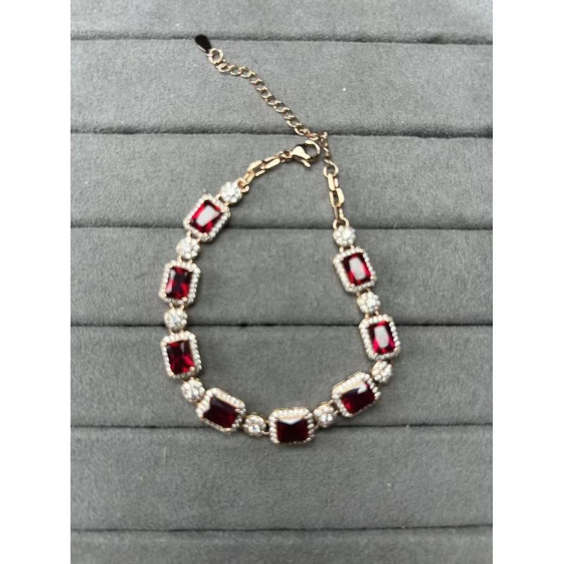 925银手链 925银手链豪华镶嵌红色轻奢手链01210