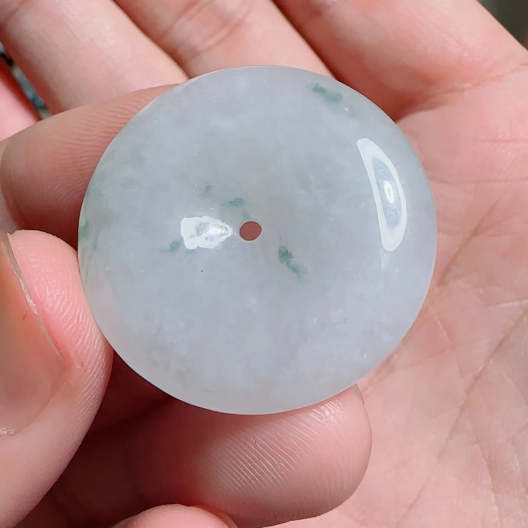 翡翠未镶嵌颈饰冰飘花平安扣