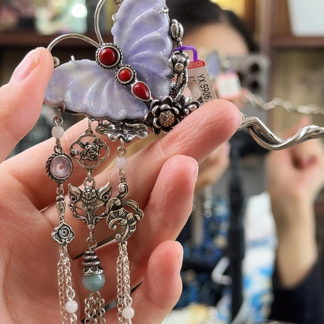 翡翠银S925镶嵌发饰