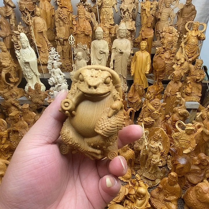 双****柏木（崖柏）青蛙摆件