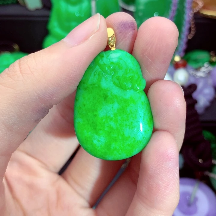 翡翠18K金镶嵌吊坠(不含链)