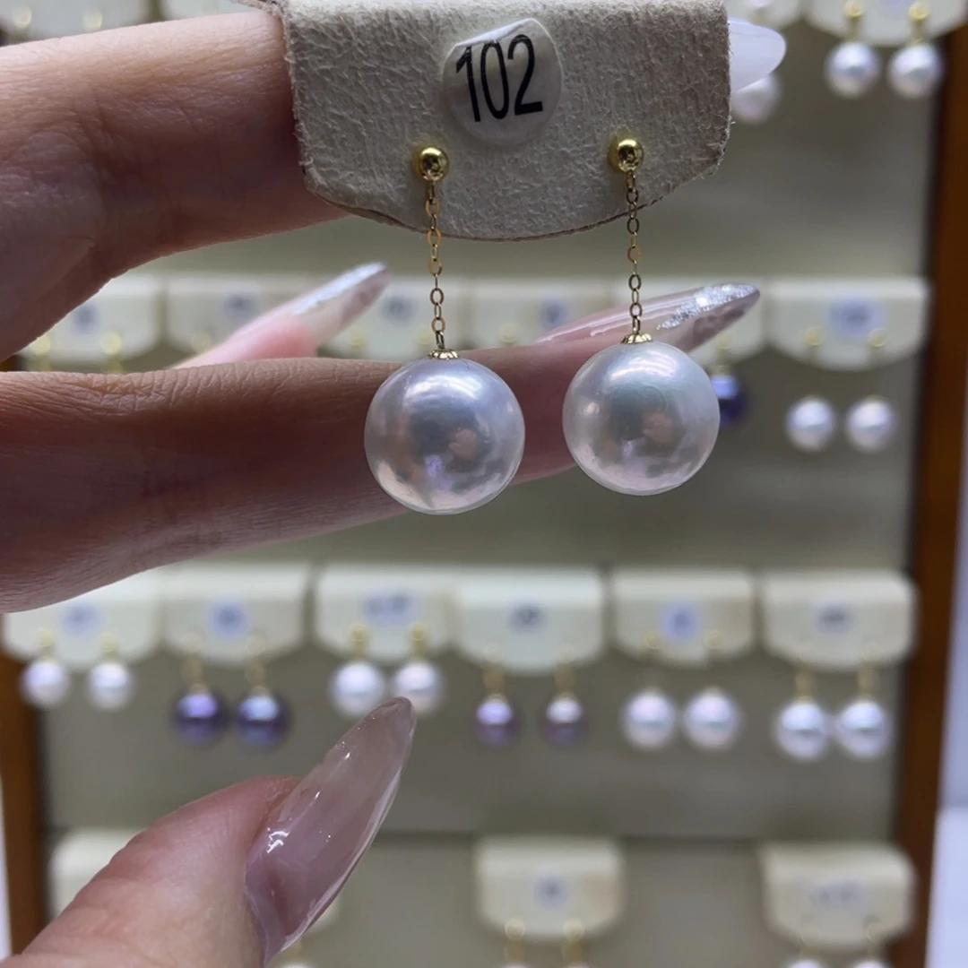 淡水珍珠耳饰18K金镶嵌