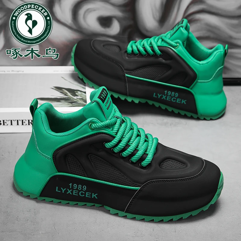 【正品啄木鸟】男鞋春季新款潮流时尚休闲鞋男士透气百搭运动跑步鞋