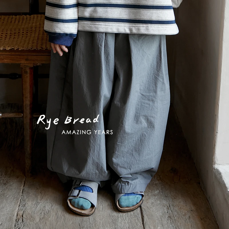 ryebread黑面包童装韩系纯棉男中大童多口袋直筒宽松休闲裤G4春秋