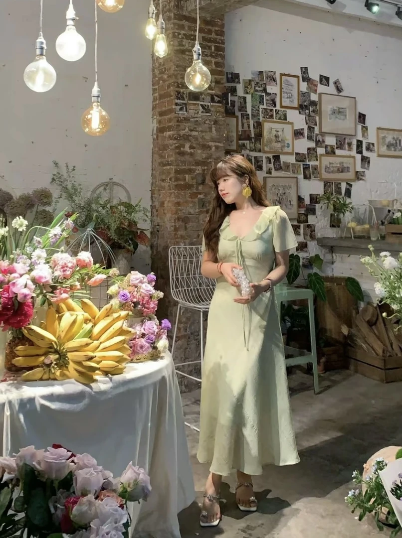 【小巧定制】XQ2519夏季新款显瘦百搭压褶连衣裙