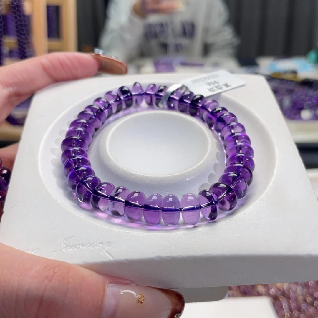 未镶嵌手链水晶9mm巴西紫水晶算盘珠