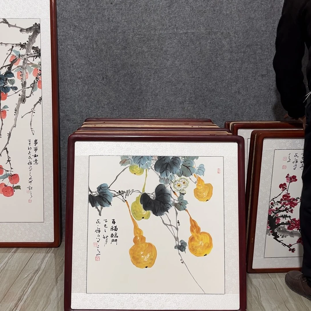 国画书画作品带框63×63