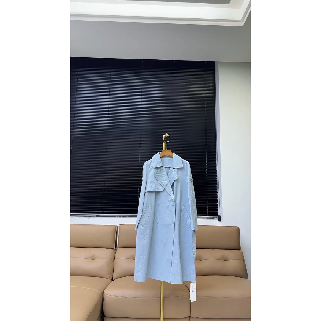 品牌原单贝陌菲女款风衣外套—蓝色—3672