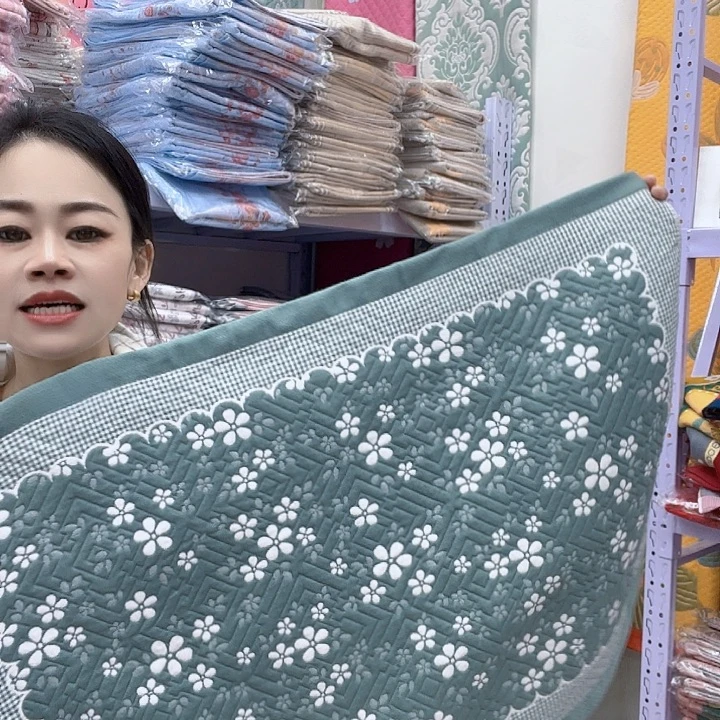 棉绿色雪花纯棉面料