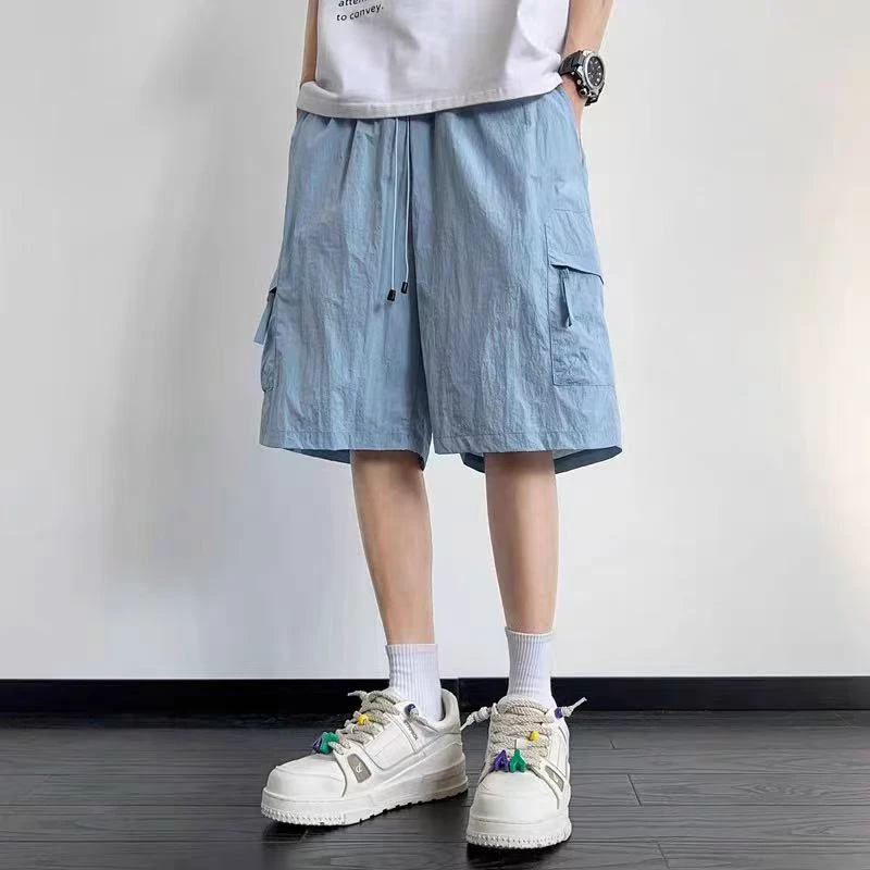 (户外工装速干短裤)夏季抽绳大口袋轻薄透气情侣款休闲短裤W