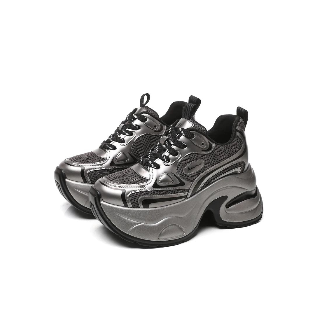 增高9.5CM2025春季新款女鞋时尚百搭厚底小个子休闲老爹鞋3641