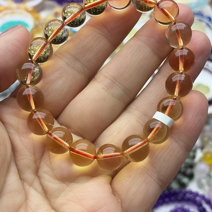 水晶手链未镶嵌天然暴力黄水晶10mm