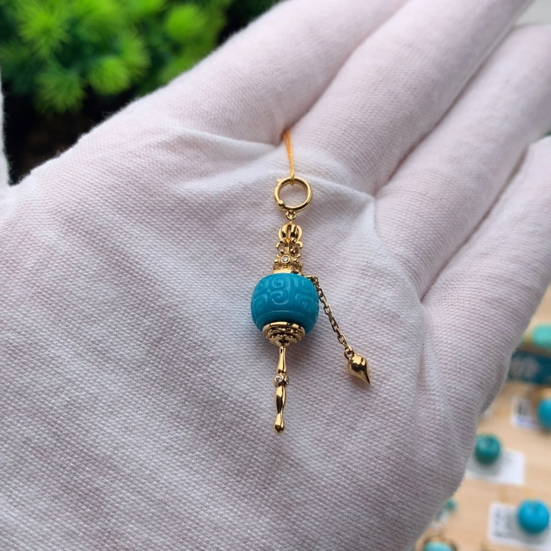 绿松石珠宝奇石18K金镶嵌