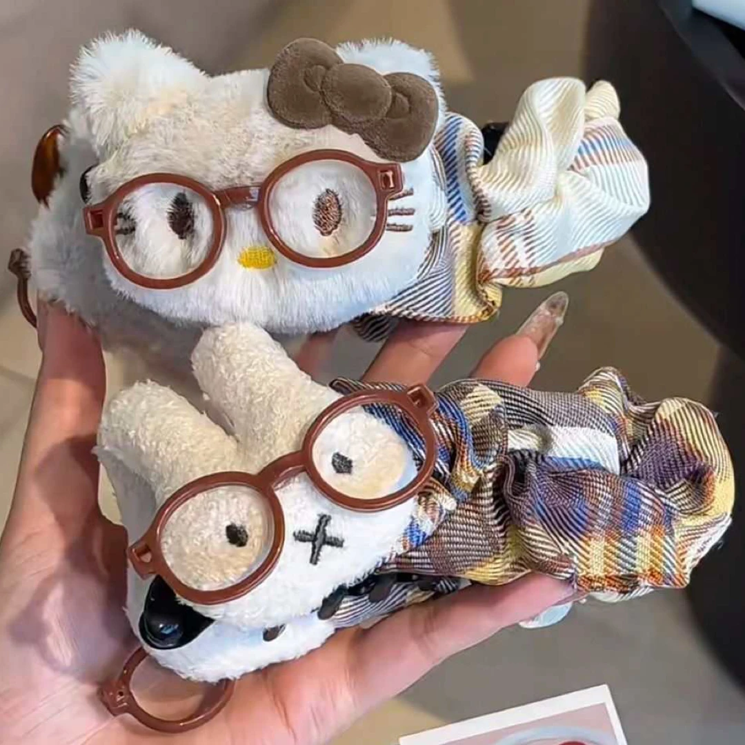 美拉德可爱眼镜米菲兔香蕉夹发卡秋冬新款Kitty格纹甜美发卡头饰