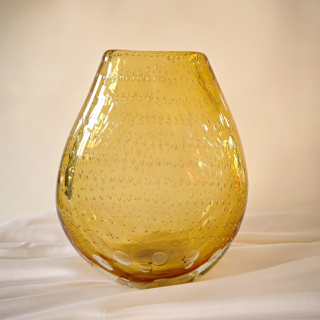 老美琉 茶金色小扎泡花瓶摆件  30x23cm手工家用创意复古