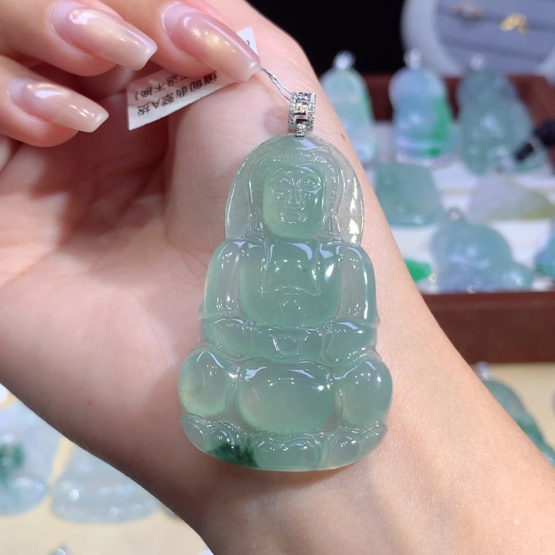 吊坠(不含链)18K金镶嵌翡翠
