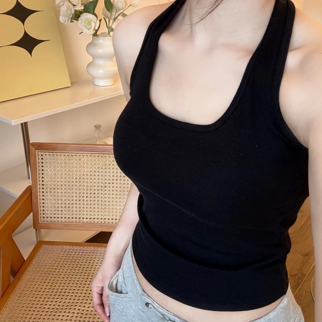 港风辣妹挂脖吊带背心纯欲显瘦夏季新款百搭内搭性感美背修身