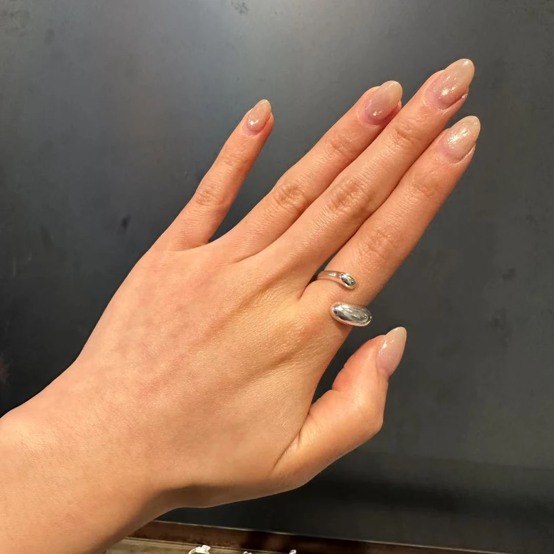 925银戒指 0402A06 TJ韩国女装韩国直播代购926银 水滴开口戒指