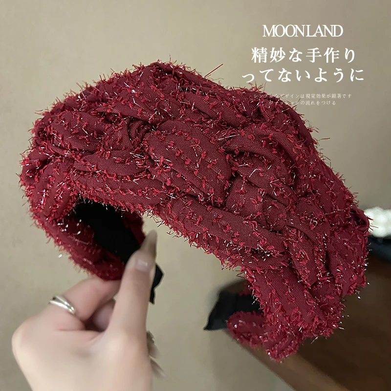 红色氛围感编织发箍高颅顶显脸小宽边头箍洗脸发卡发捆头饰发饰女