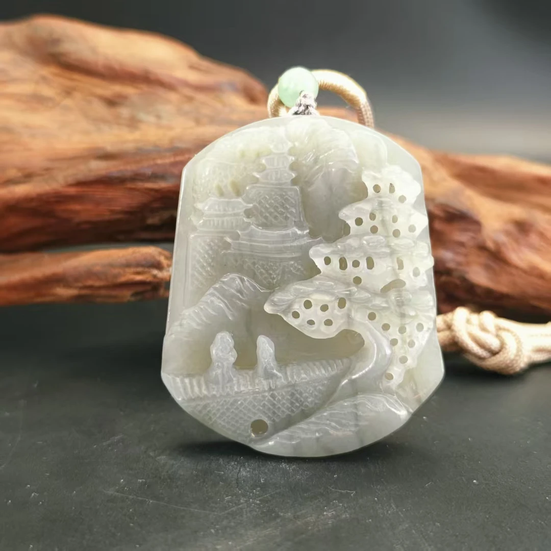 Q和田玉山水吊坠0082