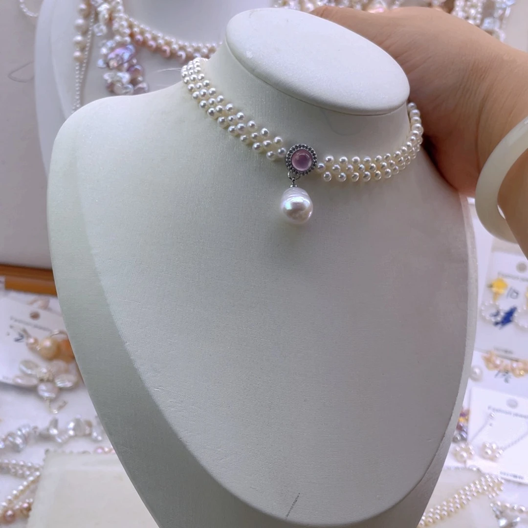 未镶嵌淡水珍珠耳饰一***猫项链