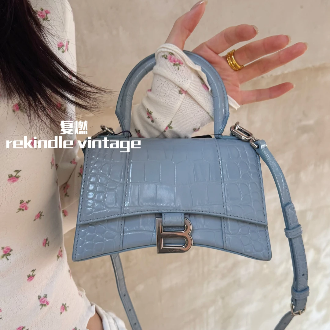 95新 Balenciaga/巴黎世家 复燃精选/baby蓝鳄压xs沙漏斜挎包