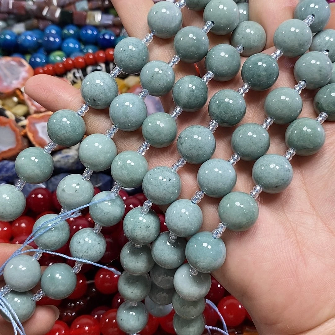玛瑙/玉髓未镶嵌珠宝半成品翡翠一条卡12mm