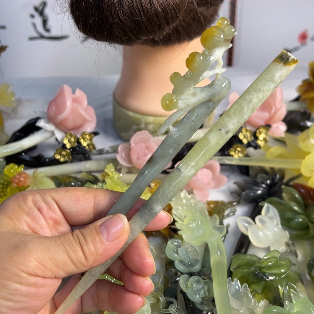 蛇纹石玉未镶嵌发饰