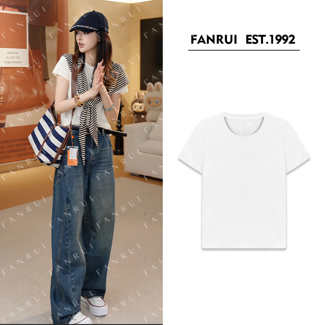 FANRUI/泛芮 「贝贝biuu」桑蚕丝+绵羊毛混纺洋气短袖上衣B17643