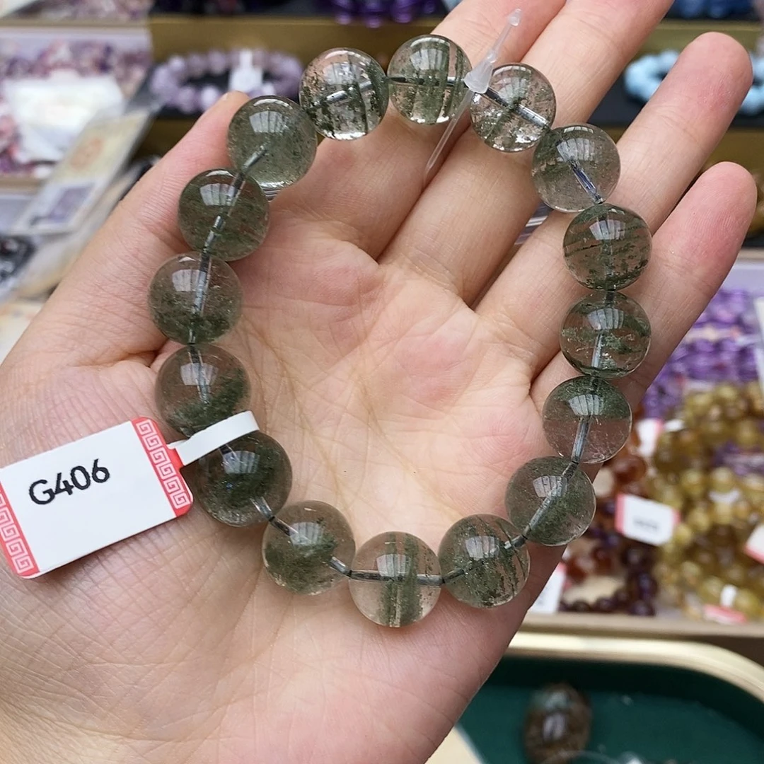 未镶嵌手链水晶G406 绿幽灵 13m+