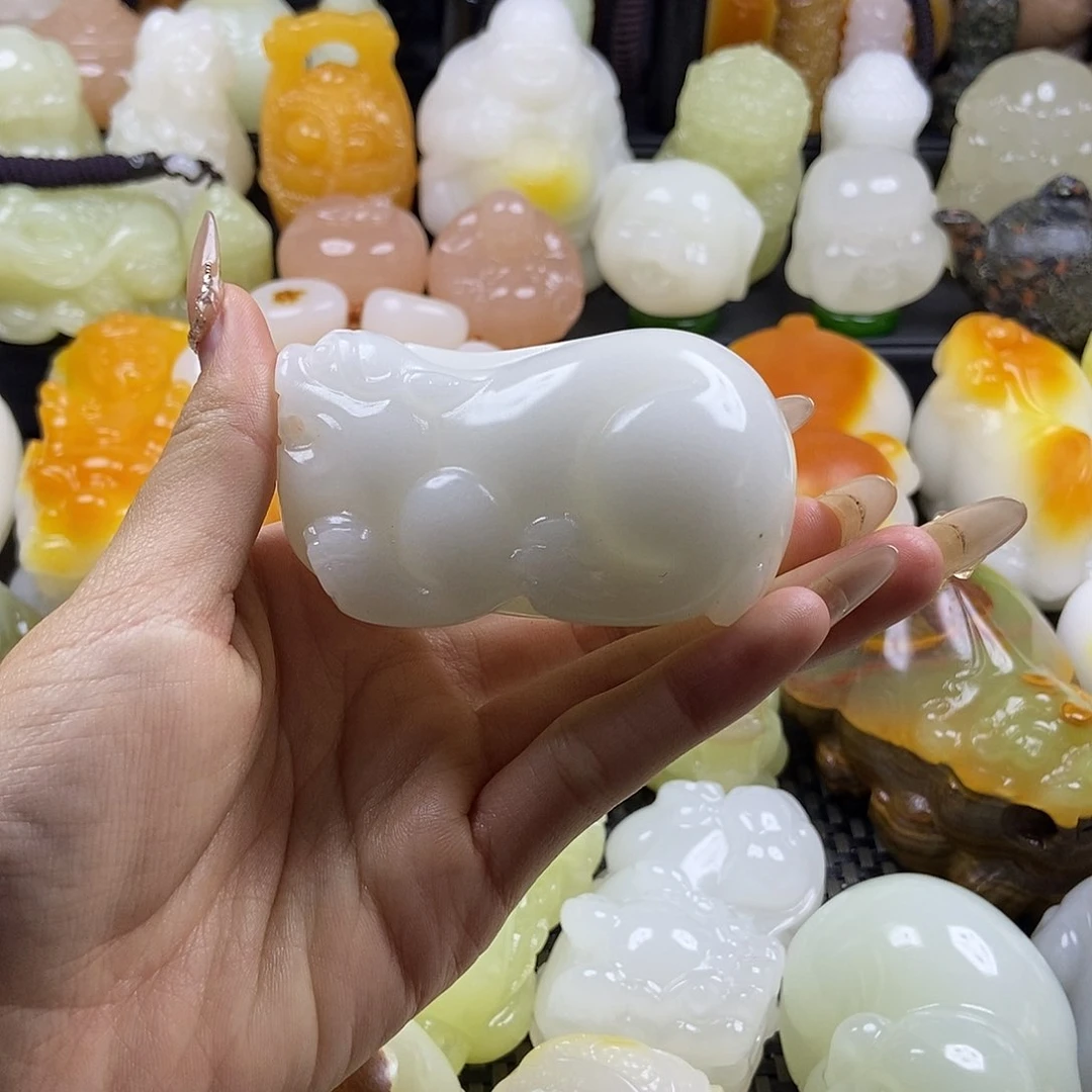 无花朵原石雕刻把件
