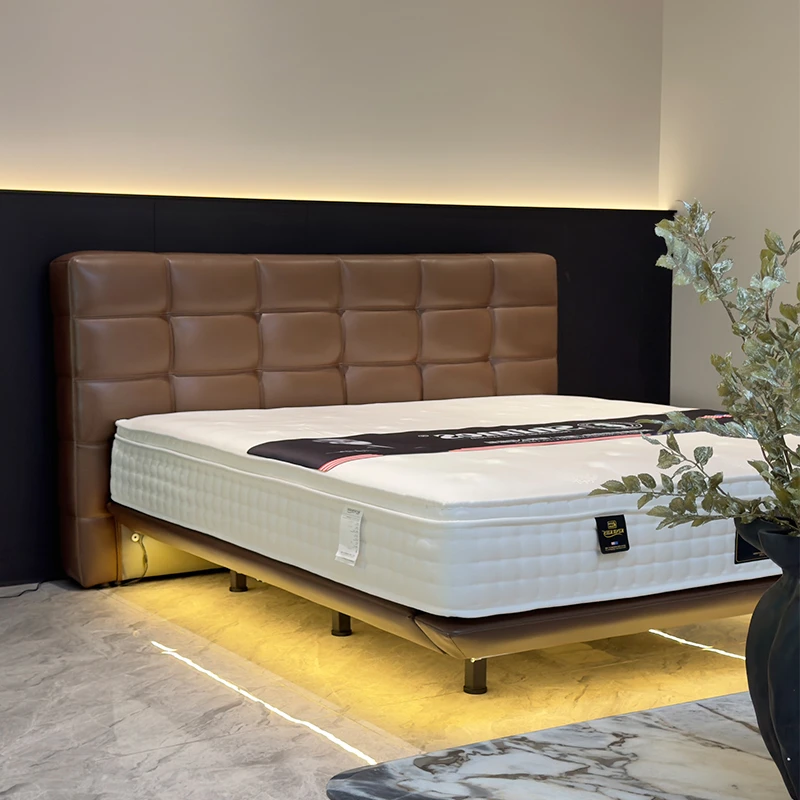 意式极简劳伦斯真皮床主卧高端大气双人床现代简约网红悬浮床