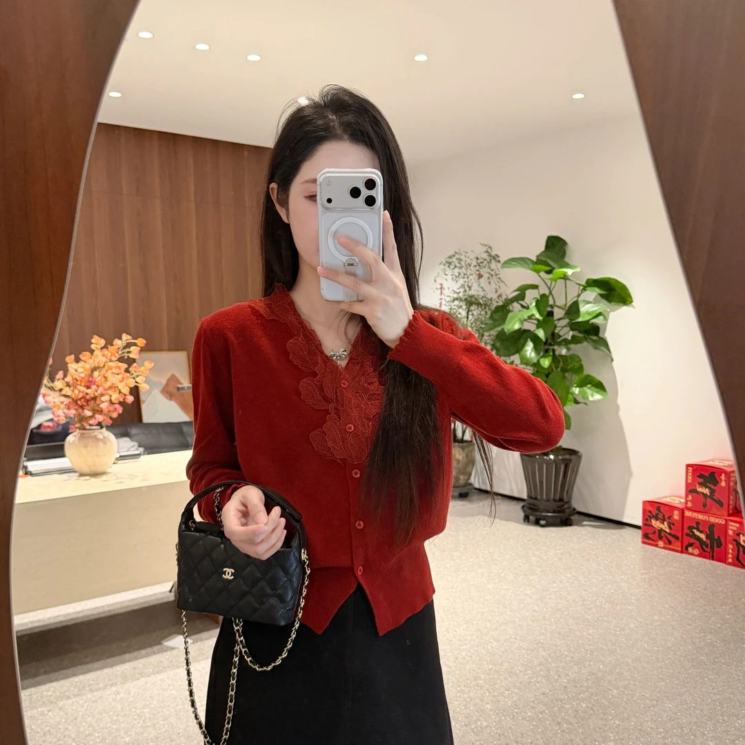 宿慕SUMU 单排扣V领毛衣开衫2026新款1-2简约百搭针织开衫9955