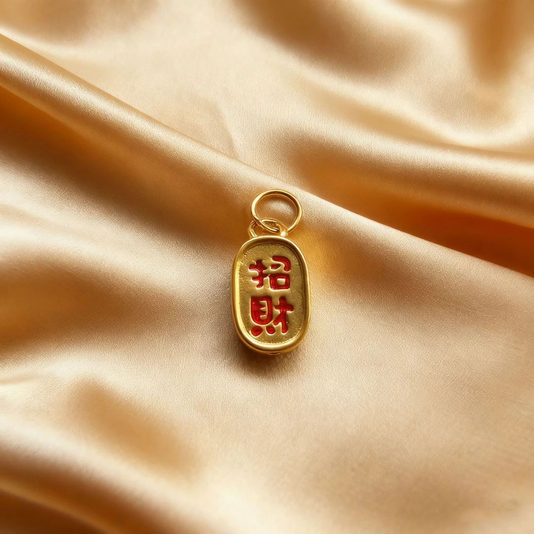 【黄金】足金999红字招财纳福素金 圆环 5D工艺CY306