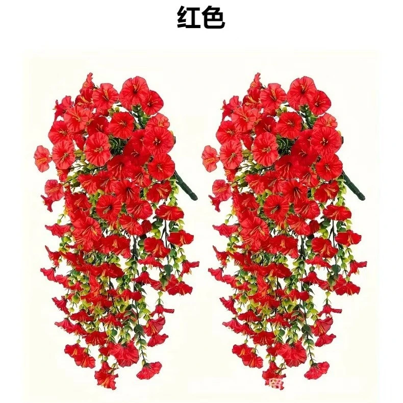 加密仿真牵牛花藤蔓用于客厅吊顶空调管道装饰室外假花仿真荷兰菊