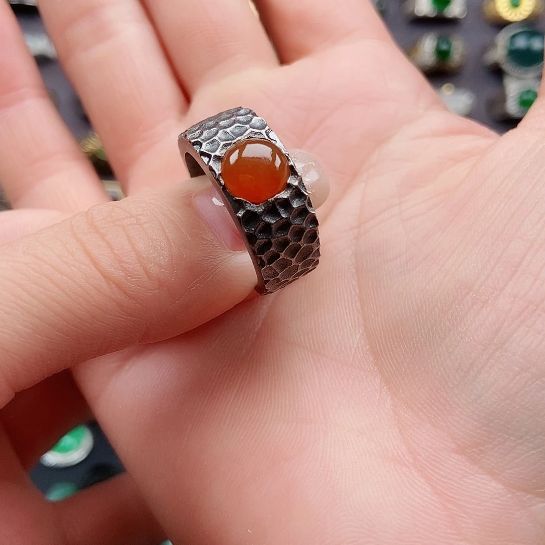 银S925镶嵌戒指翡翠新**瓦