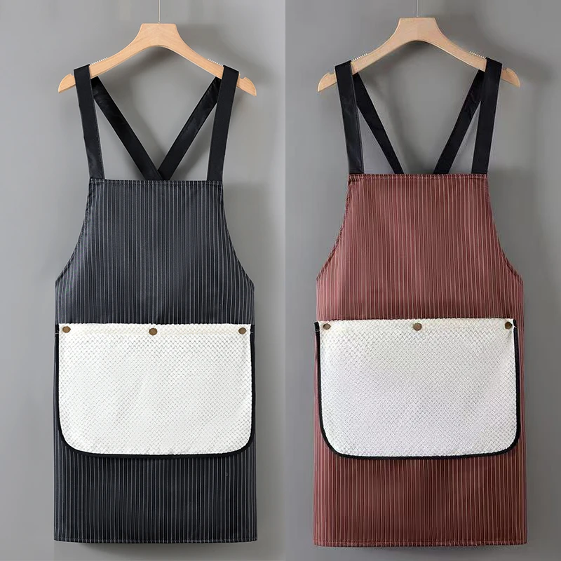日式防水围裙厨房做饭成人新款防水围裙工作服可拆卸毛巾布围腰