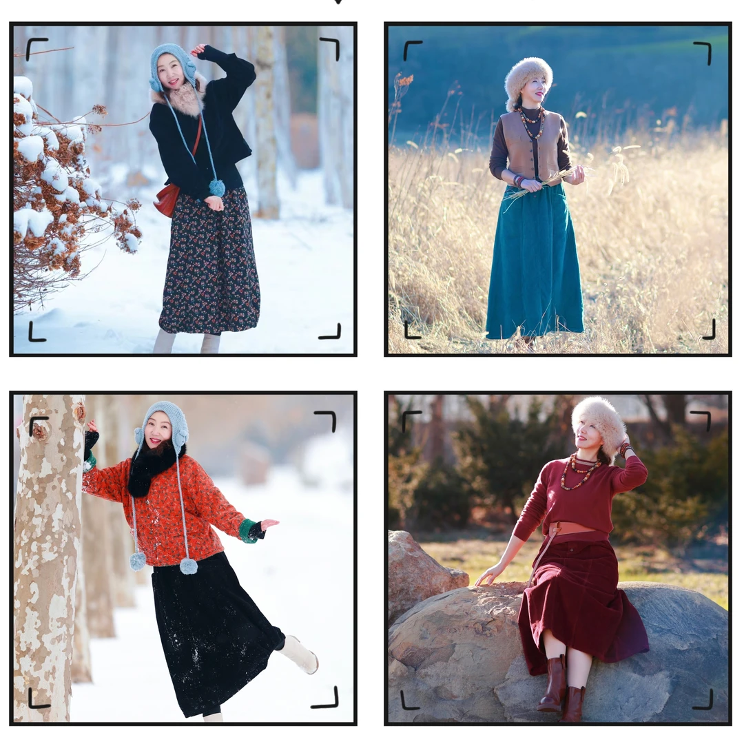 多款 原创秋冬文艺水洗灯芯绒/磨毛棉半身裙