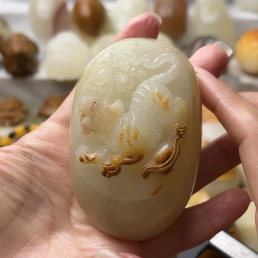 石材方解石手把摆件不退换虎